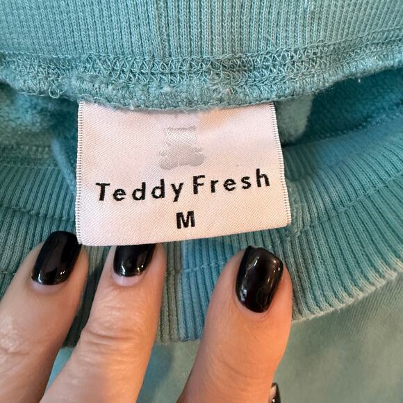 Teddy Fresh Women's Teal Jogger Pants Size Med Athleisure Cozy - Picture 5 of 7